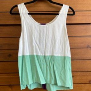 Guess white, teal & purple color block top XS